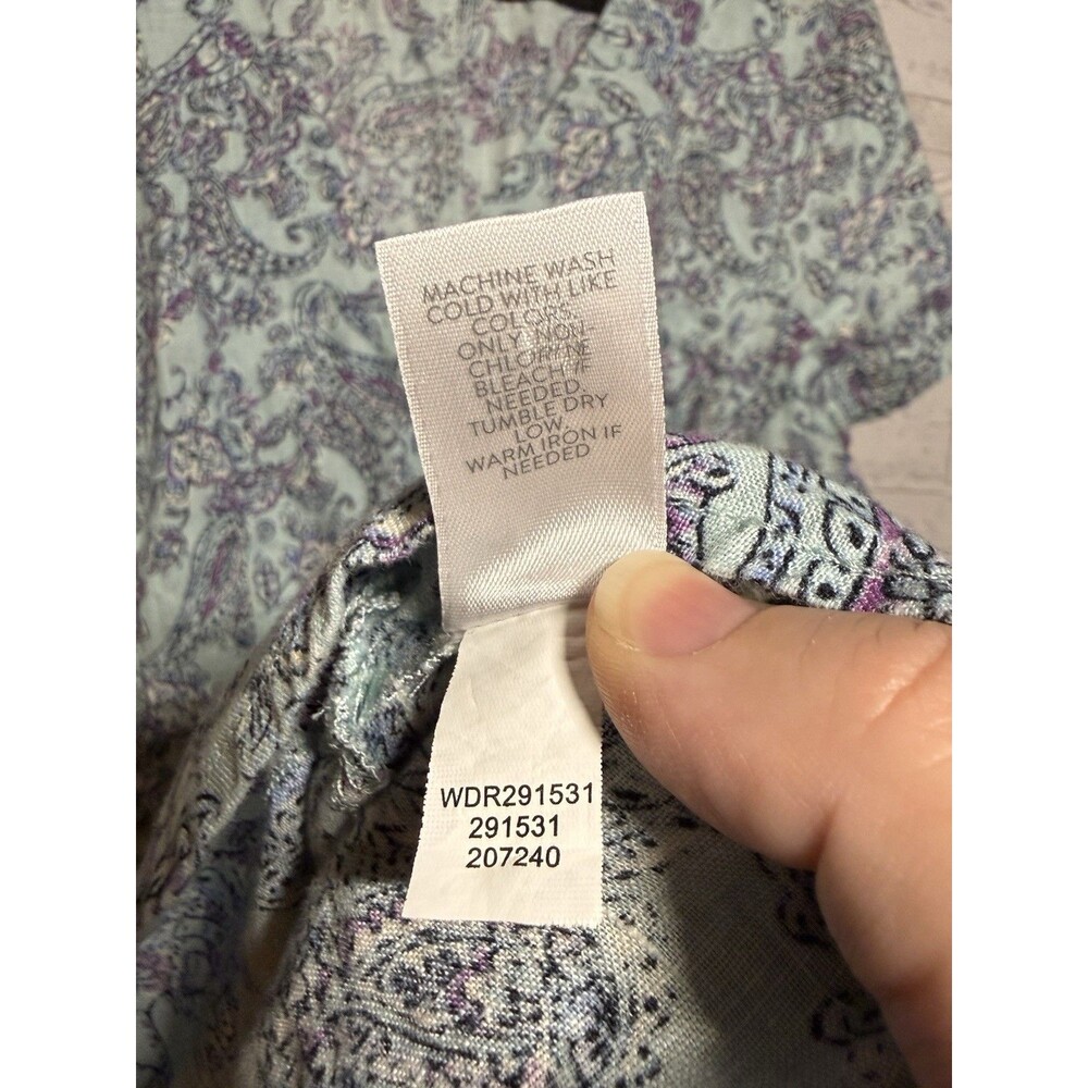 J. Jill Love Linen Sea Glass Blue Purple Paisley Print Shift Dress Women's L - Picture 12 of 12